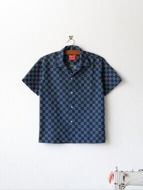 Paynter Indigo Sashiko Camp Collar Shirt